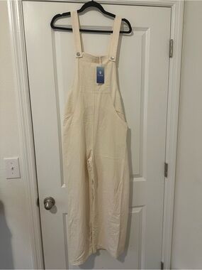 Cupshe Cream Wide-Leg Bib Overalls Jumpsuit